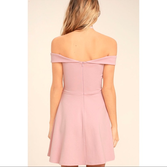 Lulus Fun Blush Pink Off-the-Shoulder Skater Dress - Picture 3 of 10